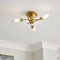 Roz Ribbed 3 Light Semi Flush Ceiling Light