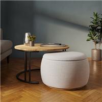 Bryant Upholstered Pouffe Coffee Table Nest