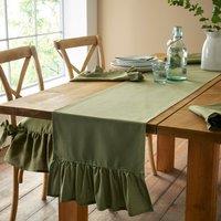Olive Frill Cotton Table Runner