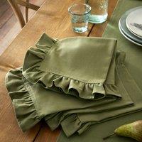 Set of 4 Olive Frill Cotton Napkins