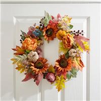 Artificial Pumpkin Sunflower Wreath