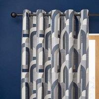 Alvin Geometric Jacquard Eyelet Curtains