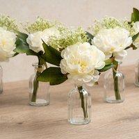Set of 6 Artificial Posies in Glass Vases