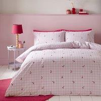 Embroidered Cherry Gingham Duvet Cover & Pillowcase Set