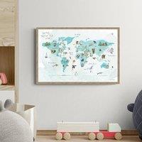 Animal Map Of The World Framed Print