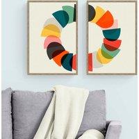 Set of 2 Colourful Abstract Framed Prints