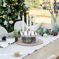 Metal Candlestick Holder with Glass Bowl