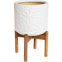 Aspen Flower Ceramic Plant Pot with Stand