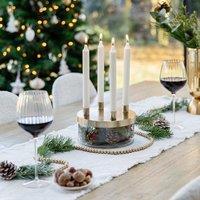 Metal Candlestick Holder with Glass Bowl