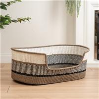 Grey Stripe Woven Pet Bed