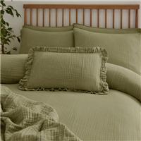 Cotton Muslin Frilled Cushion Cover