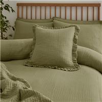 Cotton Muslin Frilled Cushion Cover