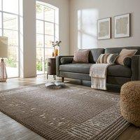 Textured Stripe Border Shaggy Rug