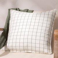 Yard Linen Grid Check Square Cushion Cover