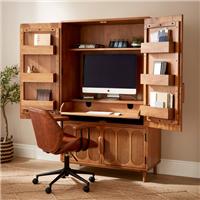 Khari Hideaway Cabinet Desk, Mango Wood