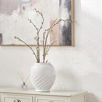 Willow White Leaf Detail Stoneware Vase