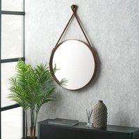 Leather Round Wall Mirror