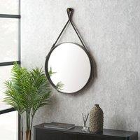 Leather Round Wall Mirror