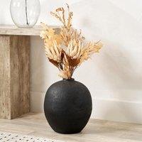 Black Fibrestone Round Decorative Vase
