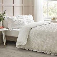 Catherine Lansfield Seersucker Frill Duvet Cover & Pillowcase Set