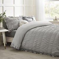 Catherine Lansfield Seersucker Frill Duvet Cover & Pillowcase Set
