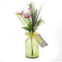 The Cottage Garden Artificial Bouquet in Green Glass Vase