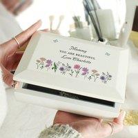 Personalised Wild Flowers Wooden Jewellery Box