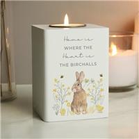 Personalised Spring Bunny Wooden Tealight Holder