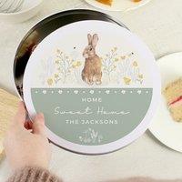 Personalised Spring Bunny Metal Cake Tin