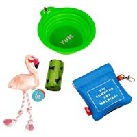 Emily Brooks Dog Bowl, Flamingo Toy and Treat Pouch Set