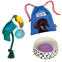 Emily Brooks Bamboo Dog Bowl, Treat Kit and Toucan Toy