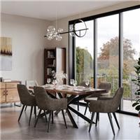 Indus Valley Logan 6 Seater Dining Table With 6 Faux Leather Chairs