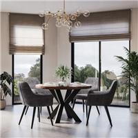 Indus Valley Logan 4 Seater Round Dining Table With 4 Logan Chairs