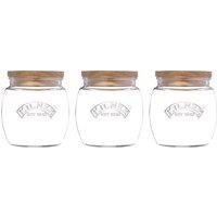 Kilner Set of 3 Universal Jars with Wooden Lids, 0.85L