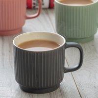 Mason Cash Set of 4 Grey Embossed Ribbed Mugs