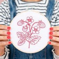 Cotton Clara Strawberry Embroidery Hoop Kit