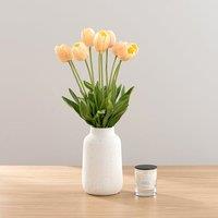 Artificial Tulip Bouquet in Vase & Pear & Gardinia Candle Gift Set