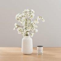 Artificial Sweetpea Bouquet in Vase & Tuberose & Freesia Candle Gift Set