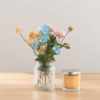 Artificial Ranunculus Bouquet in Vase & Sweet Jasmine Candle Gift Set