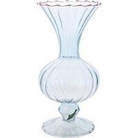 Hestia Ribbed Glass Pink Rimmed Vase