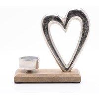 Hestia Metal Heart and Wood Tealight Holder