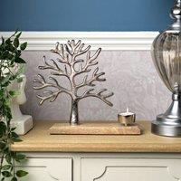 Hestia Tree of Life Metal and Wood Tealight Holder