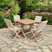 London Square Folding Outdoor Dining Set with 2 Rope Chairs