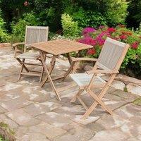 London Square Folding Outdoor Bistro Set with 2 Rope Chairs