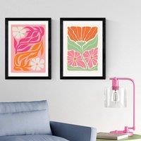 East End Prints Set of 2 Orange and Pink Botanicals by Luxe Poster Co Prints