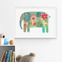 East End Prints Floral Elephant by Darcie Olley Print