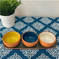 Sintra Set of 3 Glazed Terracotta Round Snack Bowls
