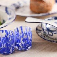 Hestia Set of 2 Blue Tortoise Shell Tumbler Glasses