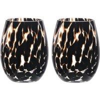 Hestia Set of 2 Brown Oval Base Tortoise Shell Tumbler Glasses