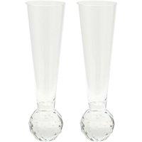 Hestia Set of 2 Ribbed Flute Glasses with Diamond Ball Base